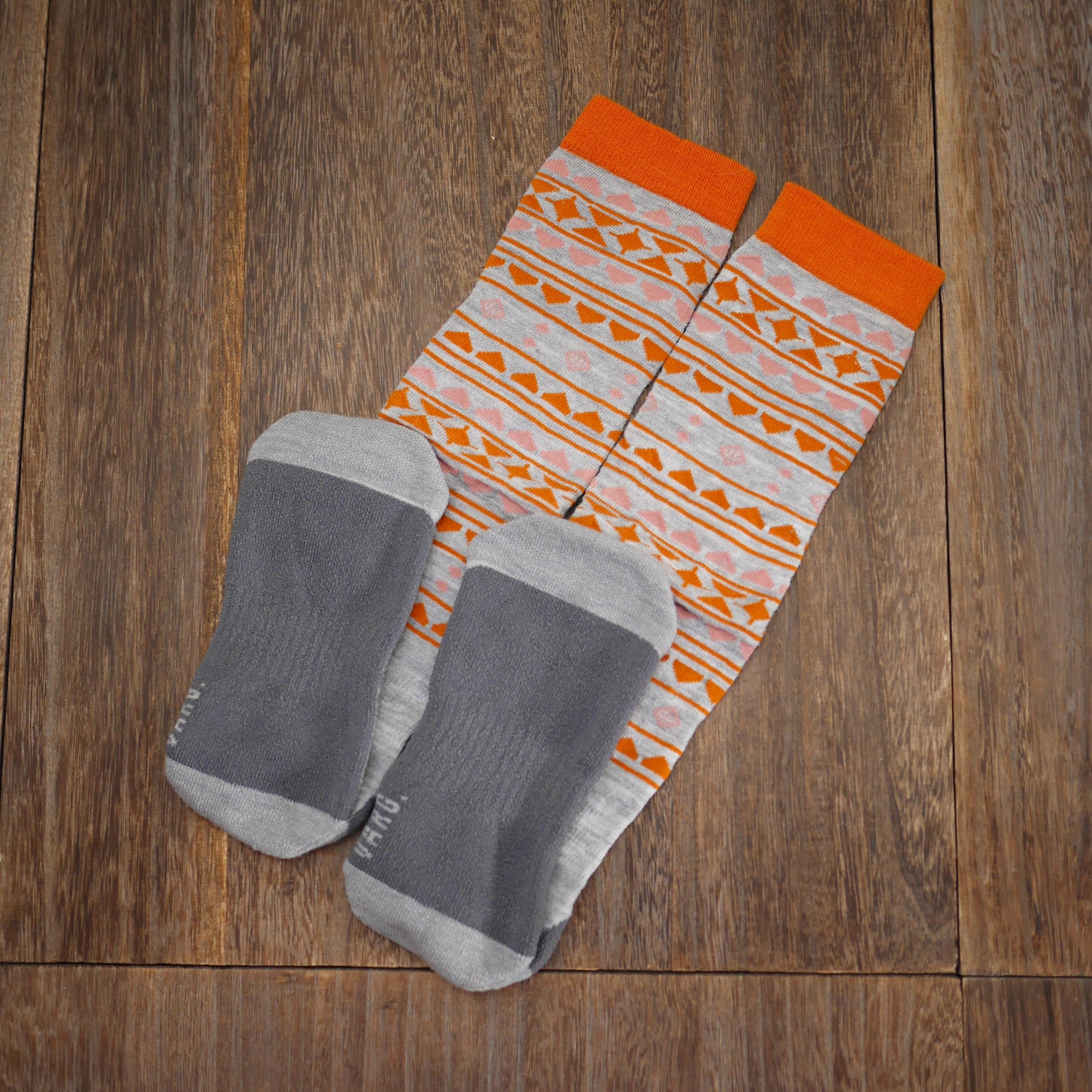 サンプルセール Wool Sport Sock ウール スポーツ ソックス grey with pink and orange グレイ  ピンク オレンジ